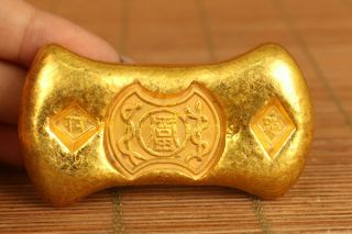 Chinese Big Brass Hand Qing Dynasty Fu Coin Bae Collectable
