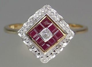 Gorgeous Vintage Estate Art Deco 9k Gold Pink Tourmaline Diamond Ring Size 6 3/4