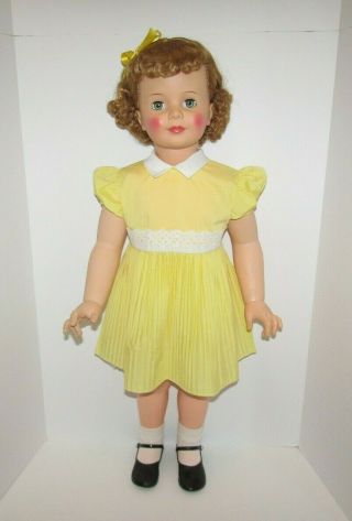 Vintage Doll Ideal PATTI PLAYPAL Blonde Curly 35” w/Sunny Yellow Dress 1959 2