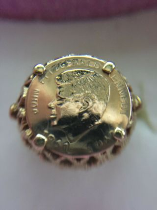 Rare Vintage 14kt Solid Gold John F Kennedy Jfk Coin/token Ring