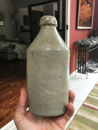Mid 19th S.  Wilson Marked Ellenville York Fat Salt Glazed Stoneware Bottle 3