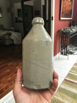 Mid 19th S.  Wilson Marked Ellenville York Fat Salt Glazed Stoneware Bottle 4