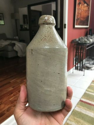 Mid 19th S.  Wilson Marked Ellenville York Fat Salt Glazed Stoneware Bottle 7