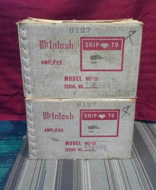Vintage Mcintosh Mc - 30 Tube Mono Blocks Boxes