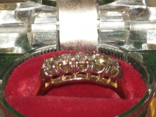 Vintage 14k Yellow Gold Ring W/ 5 Round Cut Diamonds Size: 10