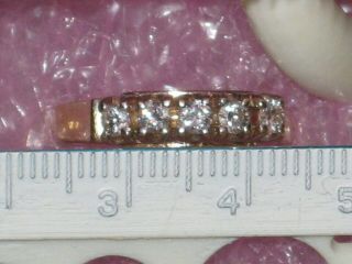 Vintage 14K Yellow Gold Ring w/ 5 Round Cut Diamonds Size: 10 3