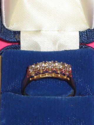 Vintage 14K Yellow Gold Ring w/ 5 Round Cut Diamonds Size: 10 6