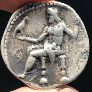 Old Rare Solid Silver Unique Alexander The Great King Coin