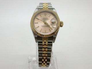 Vintage Rolex 18k Stainless Datejust Ladies Watch 69173 Serial 8 Mill