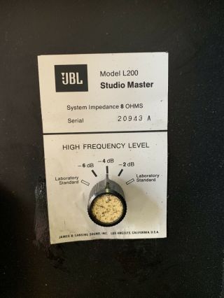 RARE James B.  Lansing JBL L200 L - 200 Studio Masters.  BACK TO BACK SERIAL NUMBERS 3