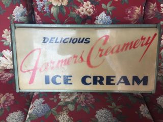 Rare Vintage Farmers Creamery Ice Cream Lighted Advertising Light Wall Sign