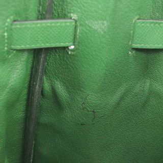 Auth HERMES BIRKIN 35 Hand Bag Green Veau Epson Leather France Vintage A43549 10