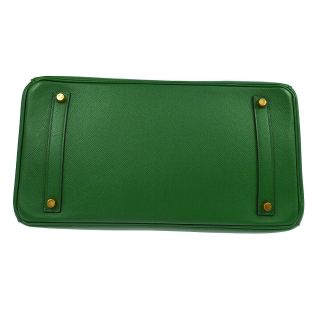 Auth HERMES BIRKIN 35 Hand Bag Green Veau Epson Leather France Vintage A43549 3