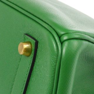 Auth HERMES BIRKIN 35 Hand Bag Green Veau Epson Leather France Vintage A43549 4