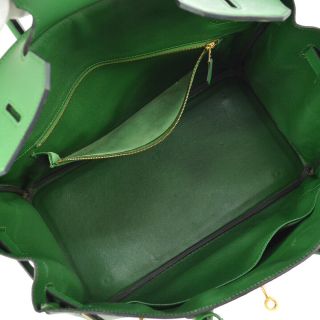 Auth HERMES BIRKIN 35 Hand Bag Green Veau Epson Leather France Vintage A43549 7