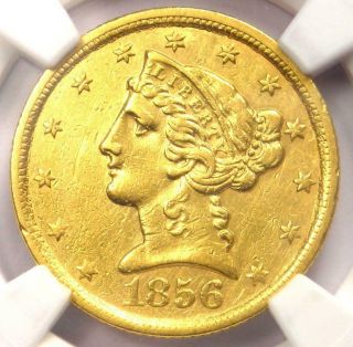 1856 - C Liberty Gold Half Eagle $5 - Ngc Au Details - Rare Charlotte Gold Coin