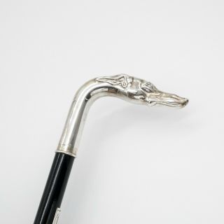 Vintage Gucci Black Wood Walking Cane With Sterling Grey Hound Handle (a1561)