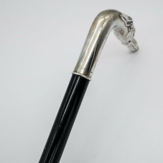 Vintage GUCCI Black wood walking Cane with Sterling Grey Hound Handle (A1561) 4