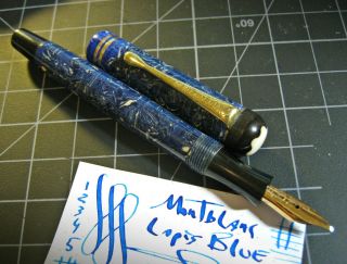 Vtg Montblanc 20 Meisterstuck Lapis Blue Butonfill 14k Flex Nib 30s Fountain Pen