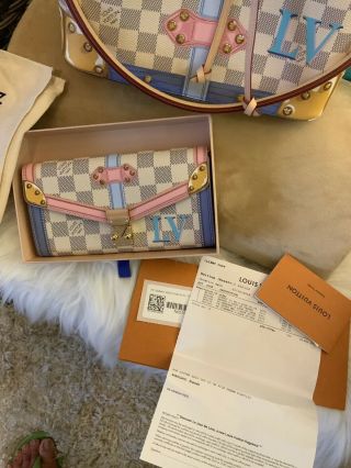 Louis Vuitton Sarah Wallet Azur Trunk Summer Rare Limited Edition