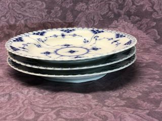 Vintage Set 3 Royal Copenhagen Blue Fluted Full Lace Luncheon Lunch Plate 1085 2