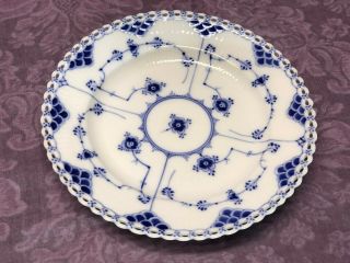 Vintage Set 3 Royal Copenhagen Blue Fluted Full Lace Luncheon Lunch Plate 1085 6