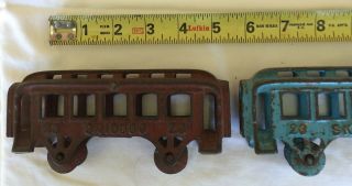 Vintage Cast Iron 23 Skiddoo Toy Train Cars,  Set Of 3