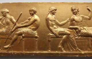 John Henning Gold Painted Plaster Plaque 1818 of Parthenon Frieze 3