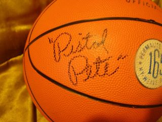 Pistol Pete Maravich Signed Spalding Permalite Basketball Rare