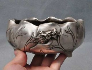 Chinese Tibet Silver Copper 9 Dragon Beast Statue Incense Burner Censer Crock