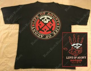 1995 Life Of Agony Vintage T - Shirt Blue Grape Rare Concert Tour Type O Negative
