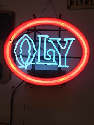 RARE Vintage OLY Olympia Neon Lighted Beer Sign Bar Sign Made in USA 3