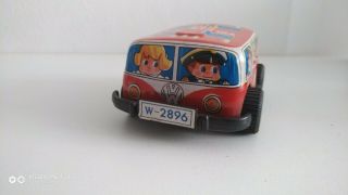 Volkswagen VW red Bus Tin toy car Japan Vintage Wind - Up 1970 ' s 2