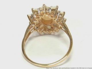 14k Gold Natural Australian Opal Diamond Ladies Ring Vintage Large Size 10 5