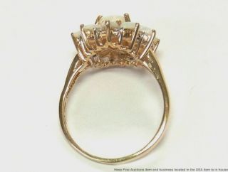 14k Gold Natural Australian Opal Diamond Ladies Ring Vintage Large Size 10 6