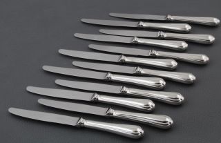 French Silverplate Christofle Spatours Pattern Set Of 12 Dessert Knives