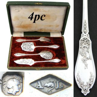 Antique French Sterling Silver 4pc Hors D 