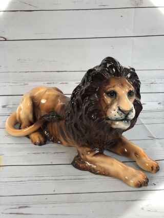 Vintage Lion Ceramic Statue With Incredible Detail 20 Inches