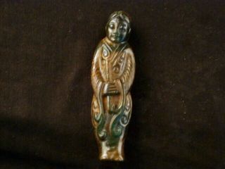 Exquisite Chinese Old Jade Hand Carved Dancer Bring Xiao Pendant L242