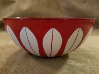 Vintage True Red Cathrineholm Enamelware Lotus Bowl 9.  5 