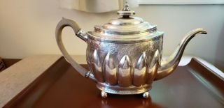 George Iii Sterling Teapot London C.  1800 Armorial 20 Ozt.