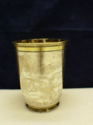 ANTIQUE HEAVY SILVER GERMAN CUP APPROX.  1790 ' S WITH INITIALS ENGRAVED 6