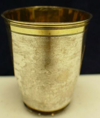 ANTIQUE HEAVY SILVER GERMAN CUP APPROX.  1790 ' S WITH INITIALS ENGRAVED 9