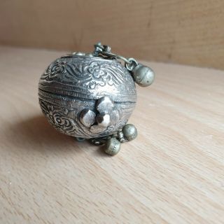 40 Old Antique Asian Chinese / Tibetan Silver Carved Snuff / Pill Box