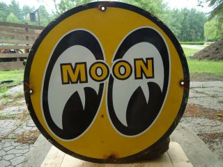 Vintage Moon Gasoline Porcelain Gas Station Pump Sign