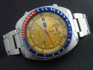 Vintage Seiko 6139 - 6005 Automatic Chronograph Mens Watch Pepsi Yellow