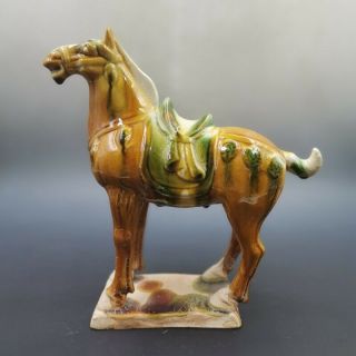 Chinese Antique Ceramic Art Tri - Colored Glazed Horses Of The Tang Dynasty