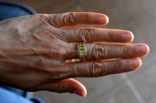 Vintage 14K Solid Gold,  Peridot and Diamond Ring Size 8 5