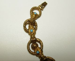 ONE OF A KIND,  ANTIQUE GEORGIAN BUCKLE AND HANDS BRACELET WITH FINE TURQUOISE 4