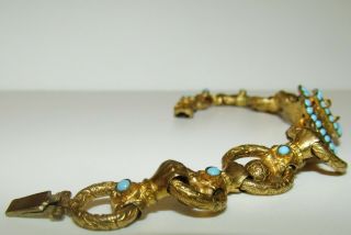 ONE OF A KIND,  ANTIQUE GEORGIAN BUCKLE AND HANDS BRACELET WITH FINE TURQUOISE 6